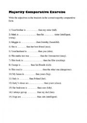 English Worksheet: Majority comparative exercise