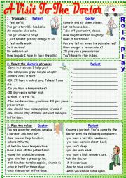 English Worksheet: A visit to the doctor (a role-play)