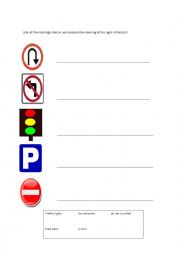 English Worksheet: road signs