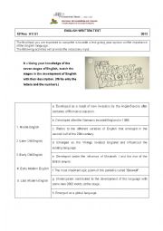 English Worksheet: The history of English