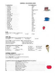 English Worksheet: countable and uncountable exercises
