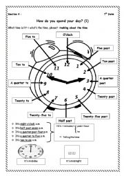 English Worksheet: How do you spend your day ? 7th form