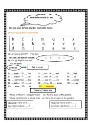 English Worksheet: a -an