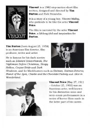 English Worksheet: Halloween: Vincent by Tim Burton 