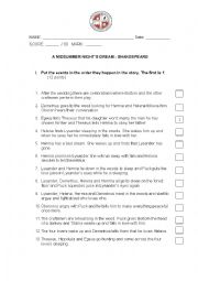 English Worksheet: a midsummer nights dream