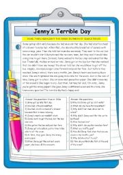 English Worksheet: Jennys Terrible Day