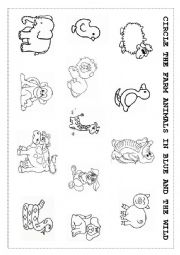 English Worksheet: Wild and farm animals