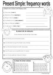 English Worksheet: Frequency expressions in present simple