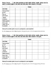 English Worksheet: Survey routines