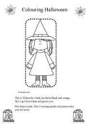 English Worksheet: Colouring Halloween