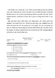 English Worksheet: 7th form end-term test