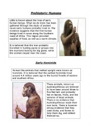 English Worksheet: Prehistoric humans