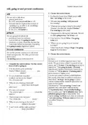 English Worksheet: Use of will, going to and present continuous in future