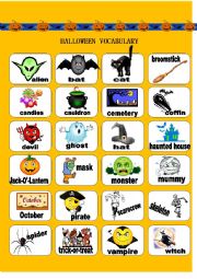 English Worksheet: Halloween bingo and vocabulary