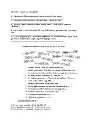 English Worksheet: Advice, Should and Shouldn`t