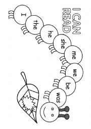 English Worksheet: sight words caterpillar