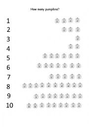 English Worksheet: Halloween numbers 1-10