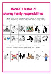 English Worksheet: 9th form module 1 lesson 2 sharing family responsibilities