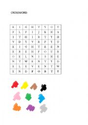 English Worksheet: Crossword numbers and colors