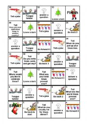 English Worksheet: Christmas board game