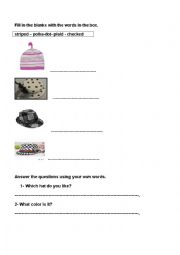 English Worksheet: hats