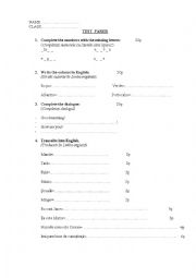 English Worksheet: test paper