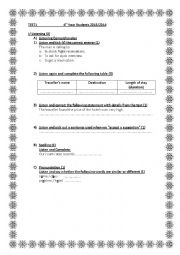 English Worksheet: Mid-Term 1 Test