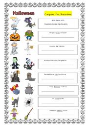 English Worksheet: Halloween and comparisons