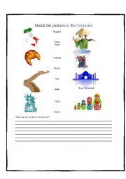English Worksheet: Countries Picture Match Activity