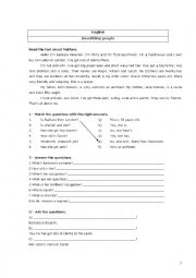 English Worksheet: Describing people