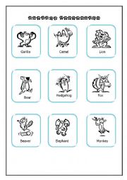 English Worksheet: Animals pictionary