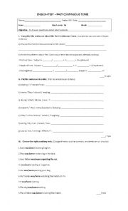 English Worksheet: Past continuous test