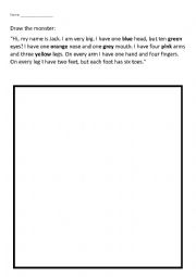 English Worksheet: Draw the monster