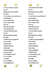 English Worksheet: Conversation about sports and healthy habits