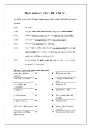 English Worksheet: Idioms- parts of body