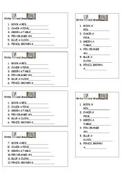 English Worksheet: Happy house 2 (colours and classroom objects)