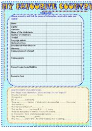 English Worksheet: My favourite country: webquest and expos