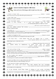 English Worksheet: Passive and Active - Storm in southern England