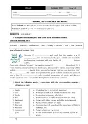 English Worksheet: English test year 10 revision Unit