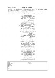 English Worksheet: Yellow, by Coldplay