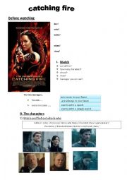 English Worksheet: catching fire trailer