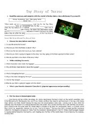 English Worksheet: Toy Story of Terror Movie Acticity FOR ADULTS