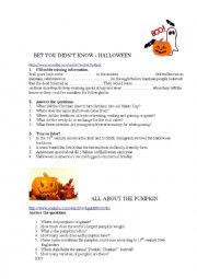 English Worksheet: Halloween History and Pumpkin Trivia