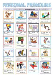 English Worksheet: PERSONAL PRONOUNS