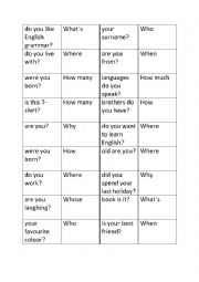 English Worksheet: Wh- questions dominoes