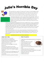 English Worksheet: Julies Horrible Day