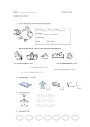 English Worksheet: 3rd Grade Test : Animal description - Daily Routine - Like/Dont like - Numbers 1/12 - Going camping                        