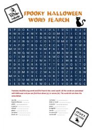 English Worksheet: Halloween word search