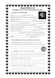 English Worksheet: Happy Halloween! Am/is/are, have/has got