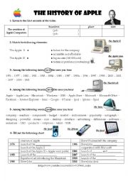 English Worksheet: The History of Apple - Video/Listening Comprehension (key included)